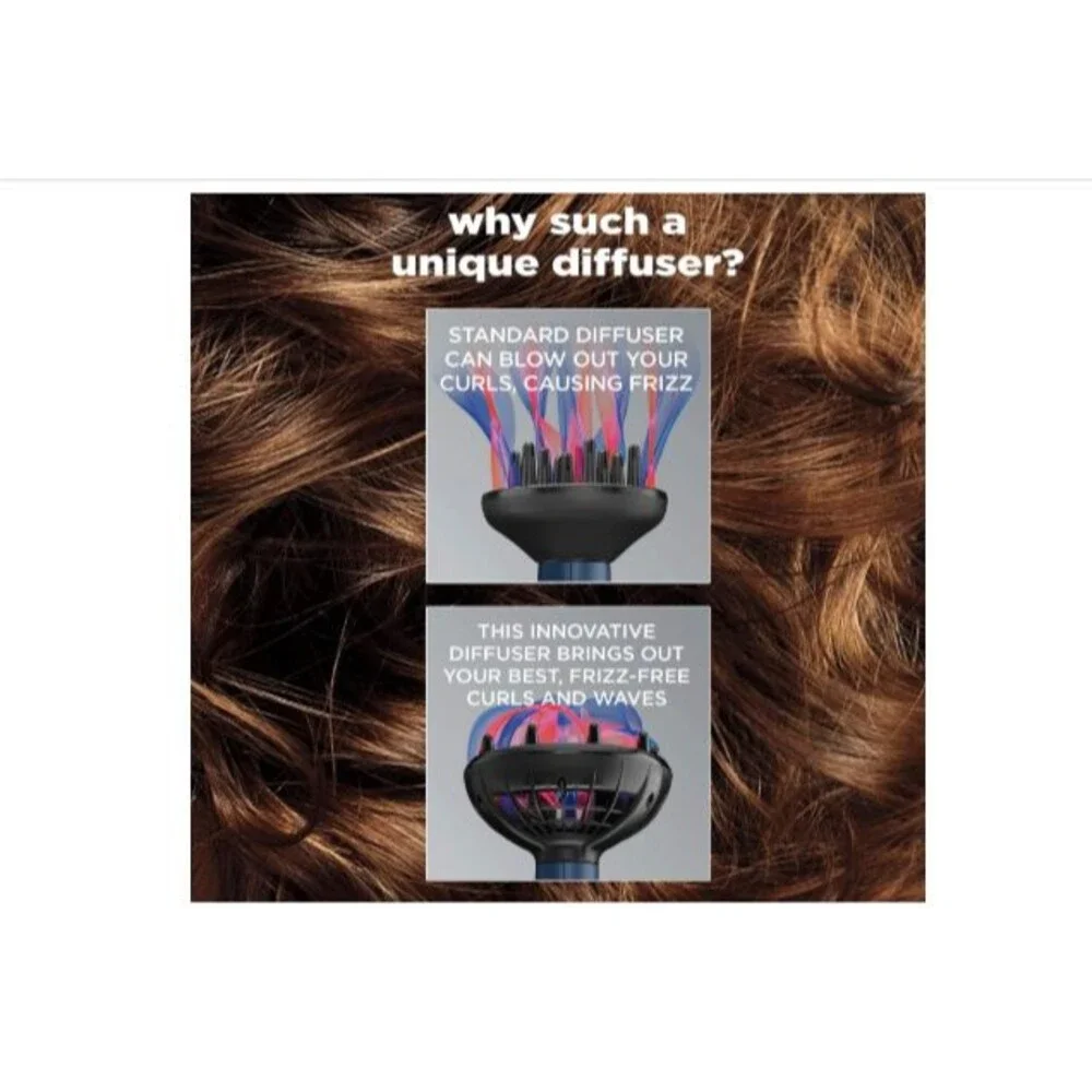 INFINITIPRO BY CONAIR Hair Dryer with Innovative Diffuser Enhances Curls Dark bl
